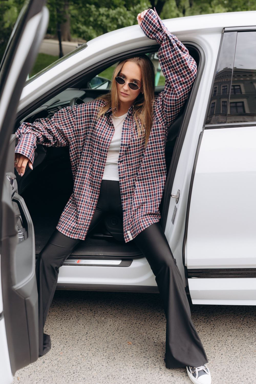 Burgundy plaid shirt