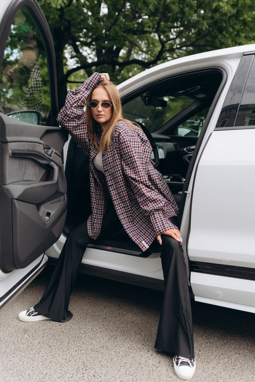 Burgundy plaid shirt