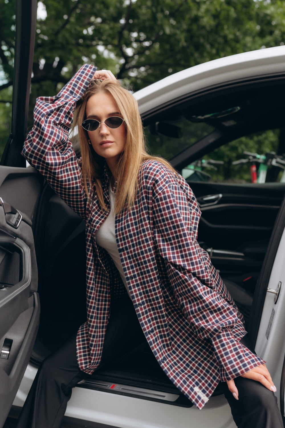 Burgundy plaid shirt