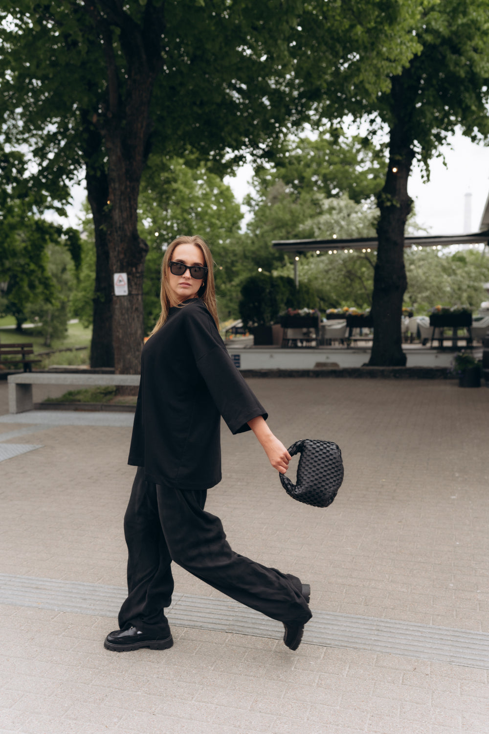 Black cupro pants