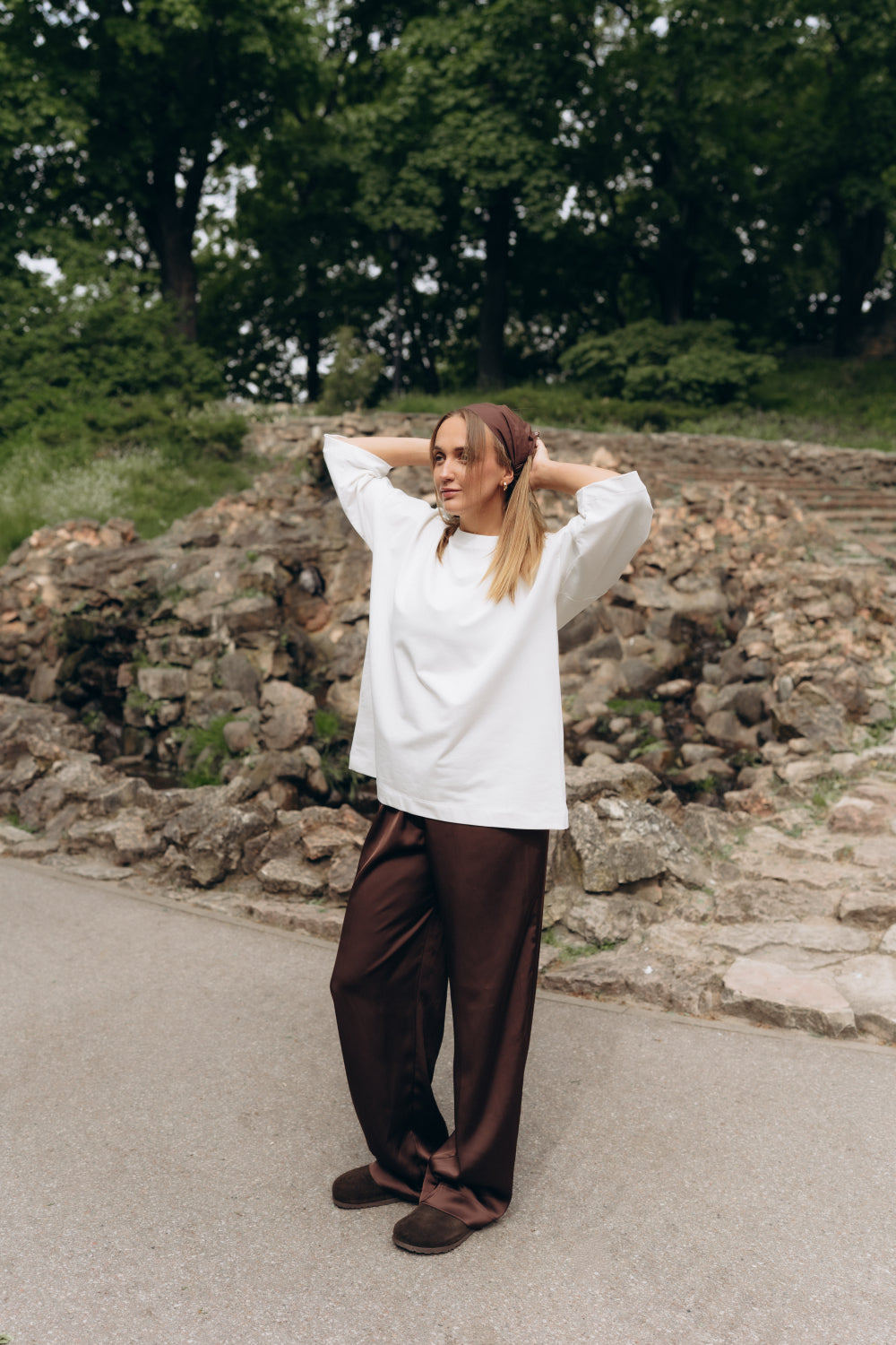 Mocha satin pants