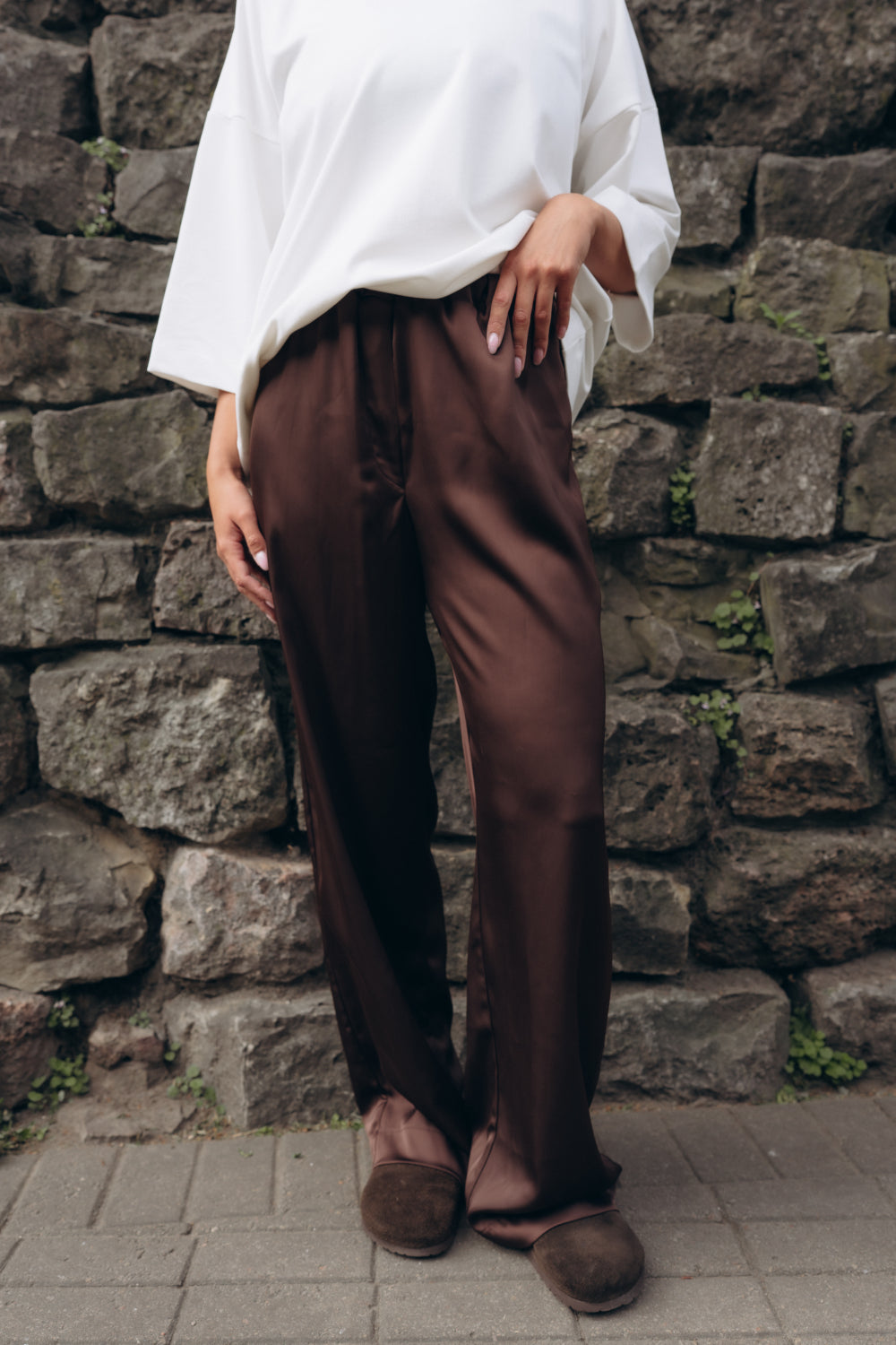 Mocha satin pants
