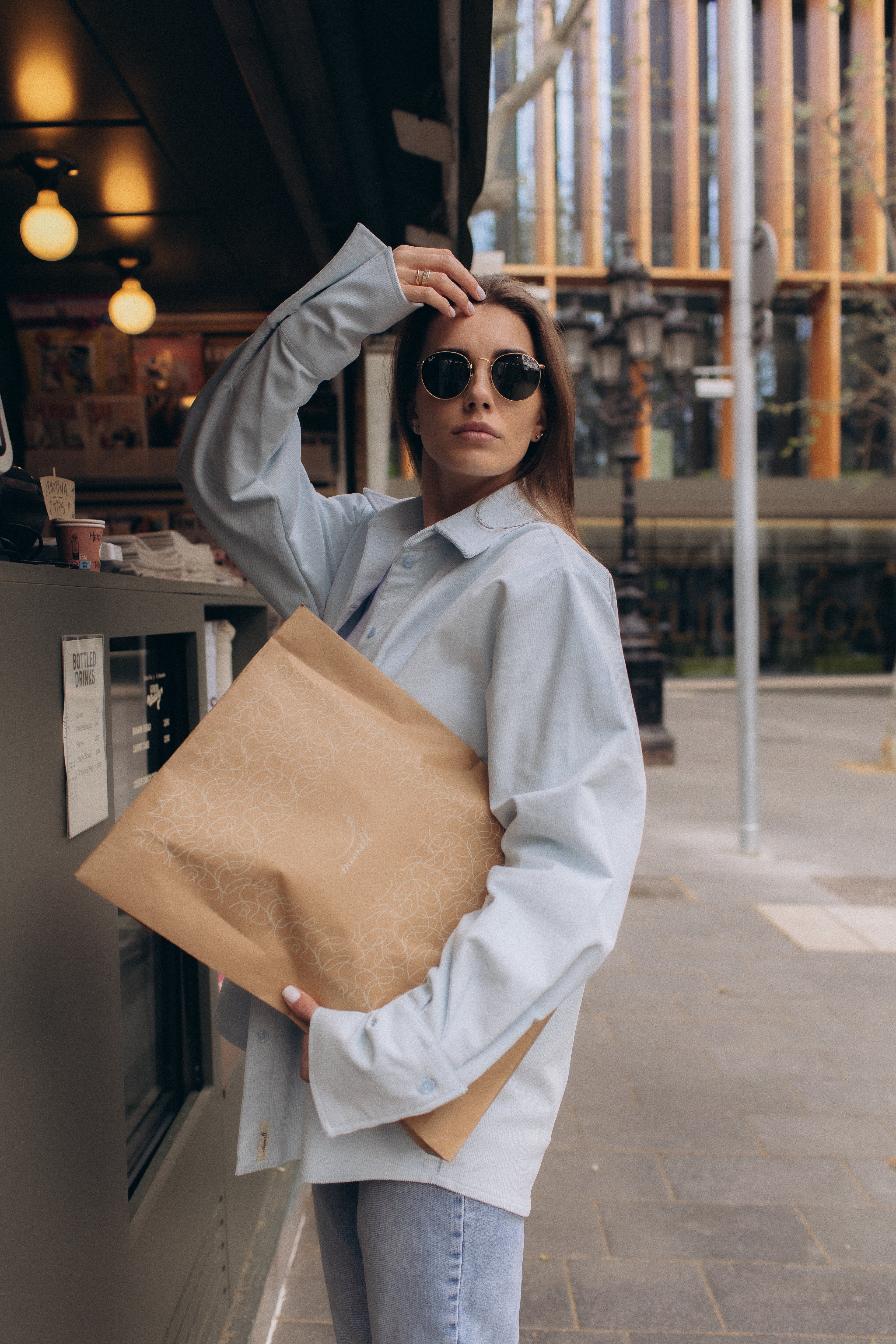 Sky Corduroy oversized shirt