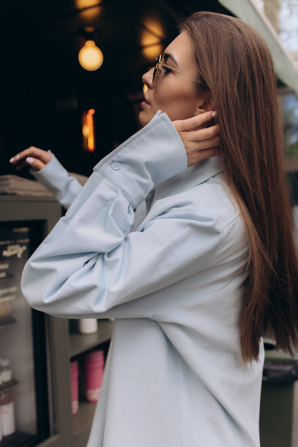 Sky Corduroy oversized shirt