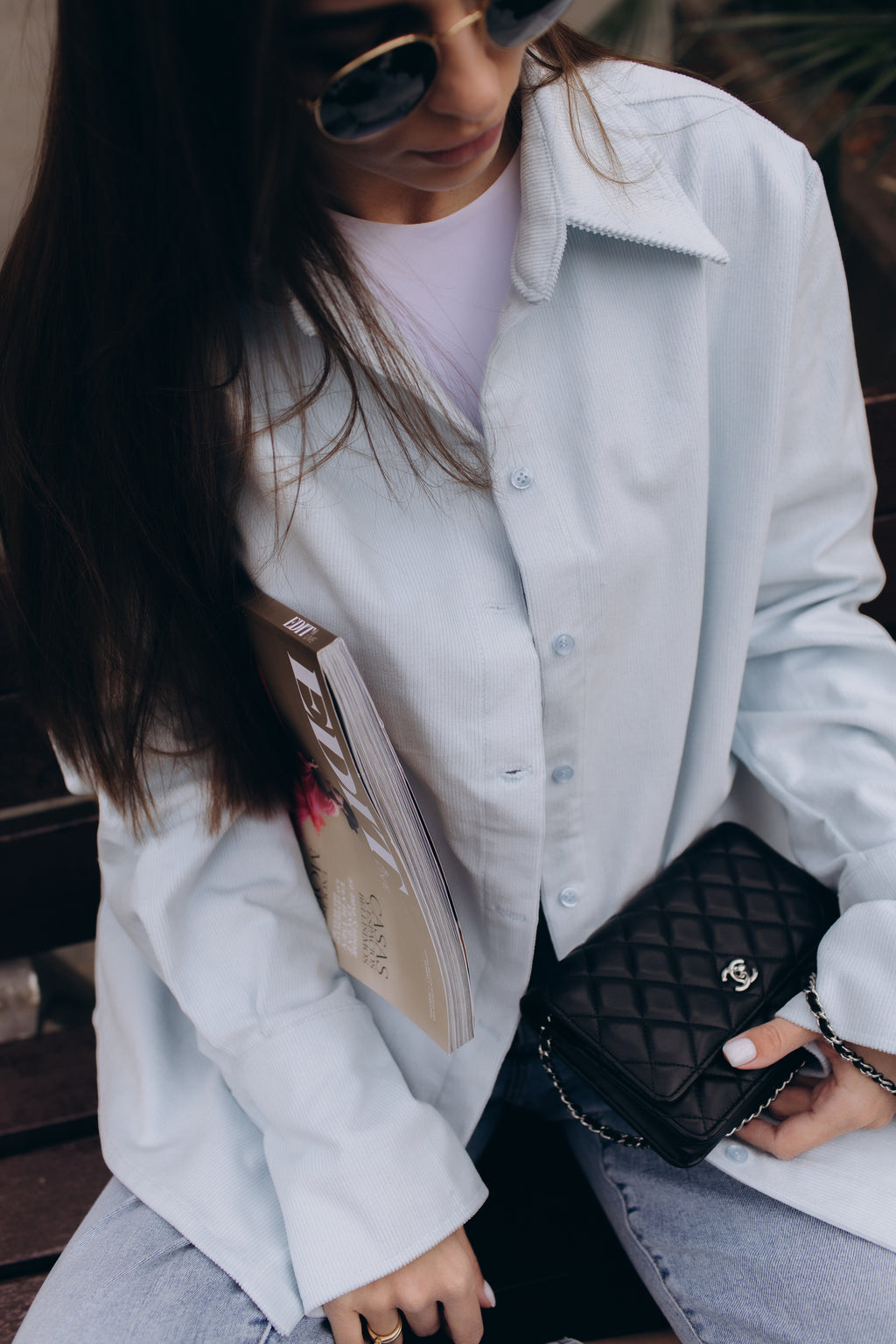 Sky Corduroy oversized shirt